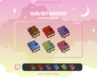 Spellbook Sub/Bit Badges | Cute | Witch | Magic | Spellbook | Sub | Badges | Twitch