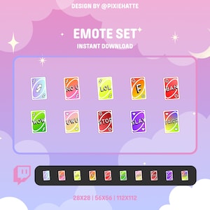 Set d'émotes Cartes / Set d'émotes Twitch / Twitch / Streamer / Mignon