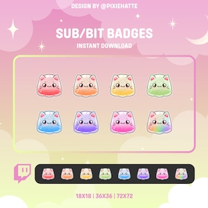 Cute Jelly Cat Sub/Bit Badges | Cute Pastel Badges | Twitch Badge | Twitch | Twitch Streamer | Badges | Emotes | Cute | Kitty | Cats
