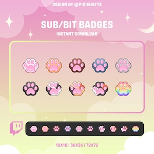 Paw Sub/Bit Badges | Twitch Badges | Bit Badges | Cute
