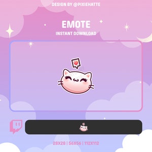 Emote Amore Gatto Bianco / Emote Twitch / Emote Carino / Gattino / Emote Gatto / Twitch / Discord / Streamer Twitch