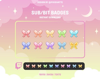 Bows Sub/Bit Badges | Twitch Badges | Bit Badges | Cute Sub Badges