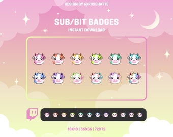 Cows Sub/Bit Badges | Twitch Badges | Bit Badges | Cute Sub Badges