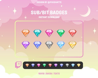 Diamonds Sub/Bit Badges | Twitch Badges | Bit Badges | Cute Sub Badges