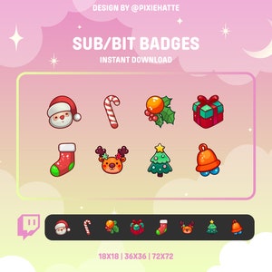 Christmas Sub/Bit Badges | Twitch Badges | Bit Badges | Cute Sub Badges | Christmas