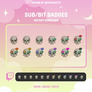 Skull Sub/Bit Badges | Pixel Badge | Twitch Badge | Bit Badge | Cute | Skull Badge | Twitch Pixel Art | Retro