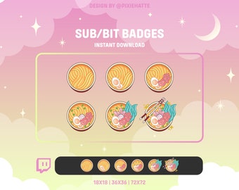 Ramen Bowl Sub/Bit Badges | Cute | Food | Noodles | Ramen | Sub | Badges | Twitch