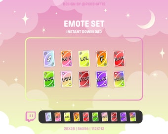 Uno Cards Emote Set / Twitch Emote Set / Twitch / Streamer / Cute