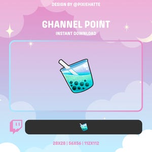Blau Boba Tea Channel Point | Twitch Channel Punkt | Twitch Emotes | Luftblase Tee | Niedlich | Zucken