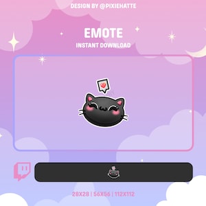 Emote Amore Gatto Nero / Emote Twitch / Emote Carino / Gattino / Emote Gatto / Twitch / Discord / Streamer Twitch