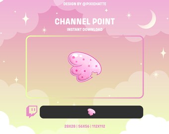 Pink Star Wing Channel Point | Twitch Channel Point | Twitch | Cute | Stars