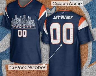 Denver Custom Football Jersey Greatest Of All Time Team Legends, Denver City Skyline Shirt, Personalized Embroidery Name Number