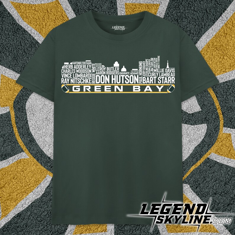 Green Bay Football Team All Time Legends, Green Bay Skyline shirt image 1