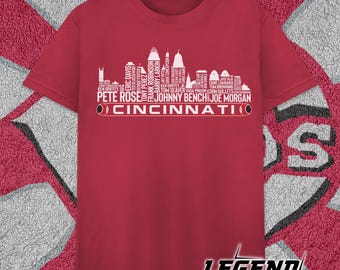 Cincinnati Baseball Greatest Of All Time Team Legends, Cincinnati City Skyline Shirt