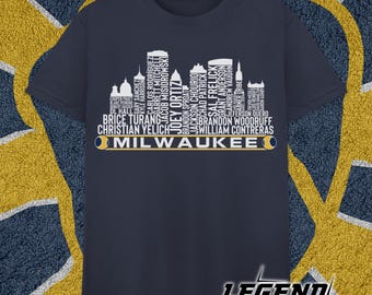 Milwaukee Baseball Team Current Roster Milwaukee City Skyline Shirts
