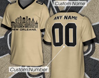 New Orleans Custom Football Jersey Greatest Of All Time Team Legends, New Orleans City Skyline Shirt, Personalized Embroidery Name Number