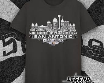 Campeones de baloncesto del Dream Team de San Antonio 2007, camiseta del horizonte de la ciudad de San Antonio