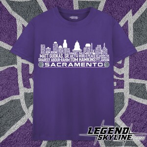 Sacramento Basketball Greatest Of All Time Team Legends, Sacramento City Skyline Shirt