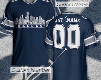 Maillot de football personnalisé Dallas, légende de l'équipe la plus grande de tous les temps, maillot Dallas City Skyline, numéro de nom brodé personnalisé