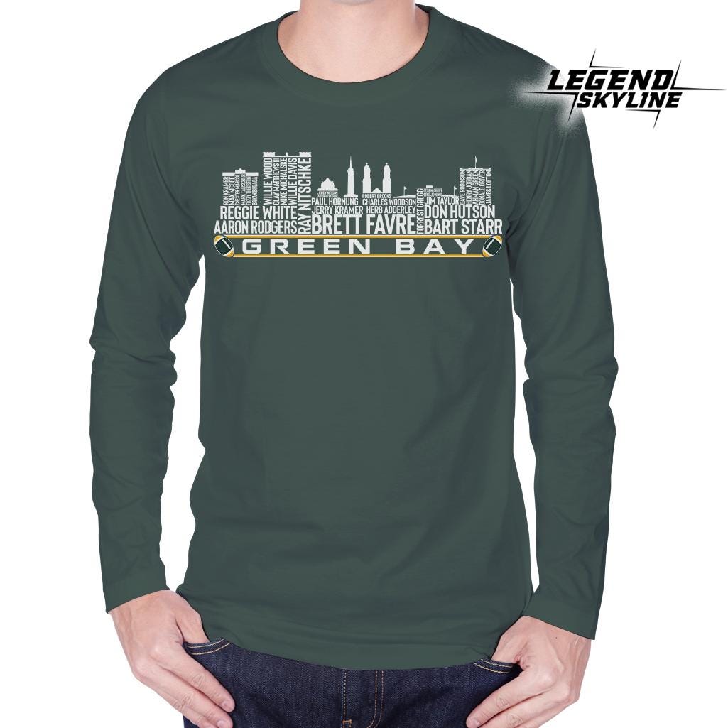 Green Bay Football Skyline T-Shirt - 4XL, 100% Cotton, Machine Washable