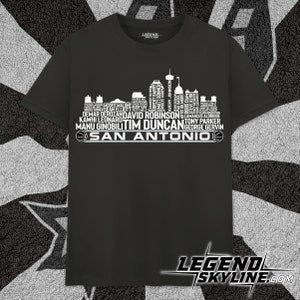 San Antonio Basketball Greatest Of All Time Team Legends, San Antonio City Skyline Shirt