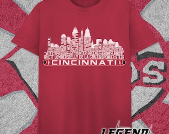 Cincinnati Baseball Team Current Roster Cincinnati City Skyline Shirts