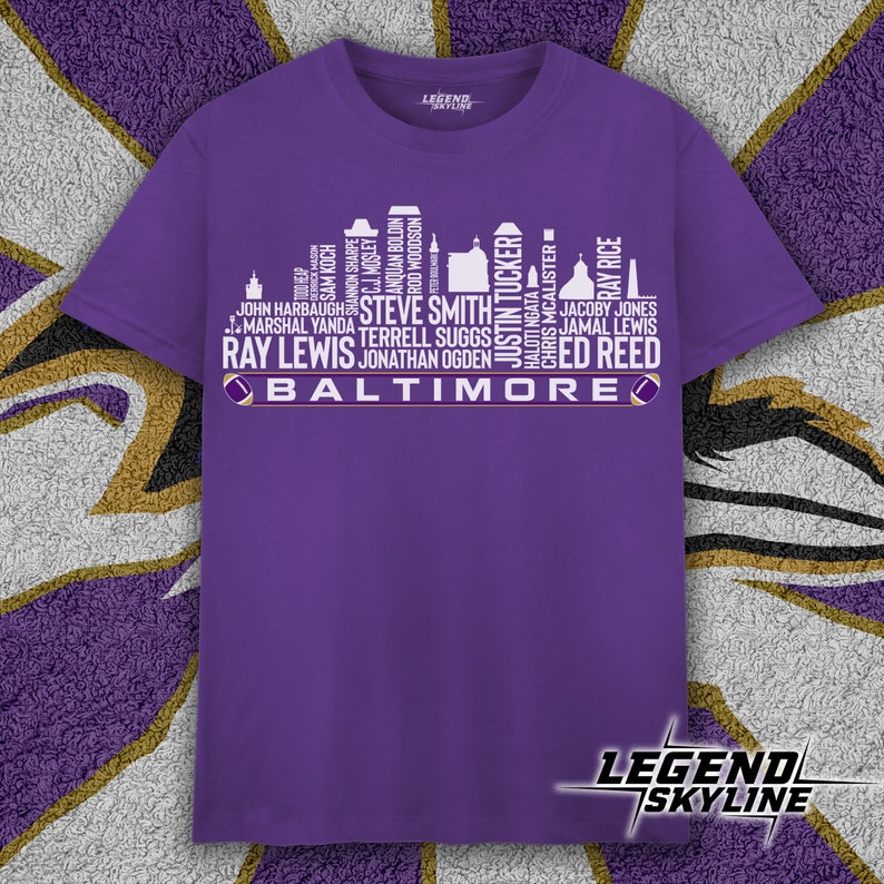 Baltimore Football Team All Time Legends, Baltimore City Skyline shirt image 1