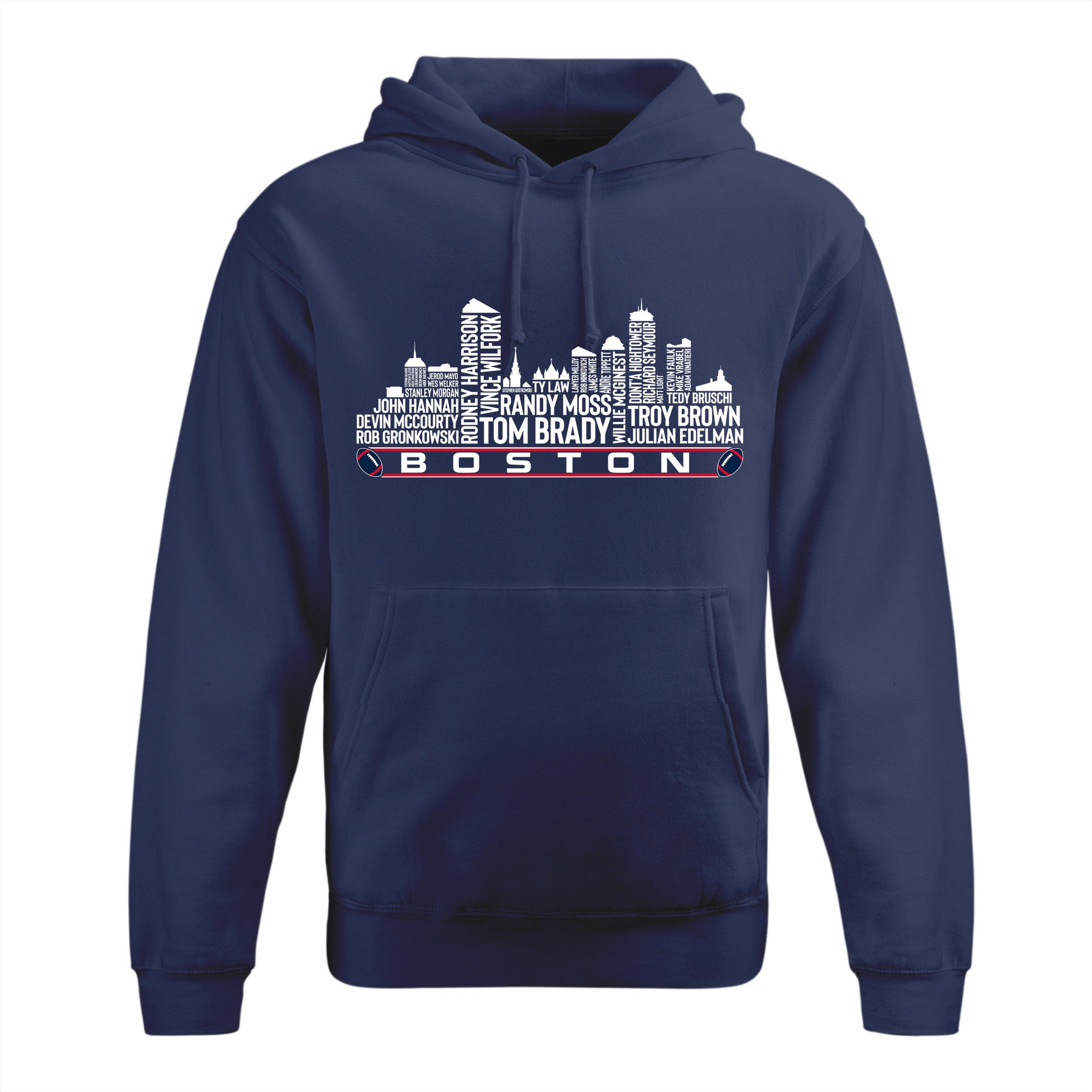 Discover New England Football Team All Time Legends, Boston City Skyline T-Shirt