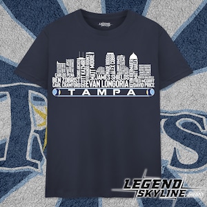 Tampa Baseball Greatest Of All Time Team Legends, Tampa City Skyline Shirt
