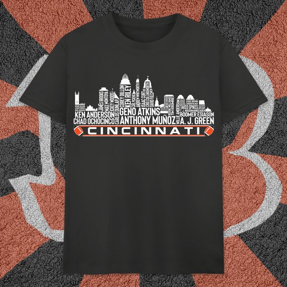 Original Cincinnati Ohio Skyline Football Team Colors T-Shirt