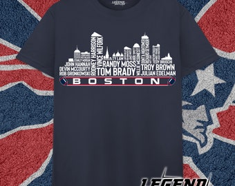New England Football Greatest Of All Time Team Legends, Boston City Skyline Shirt