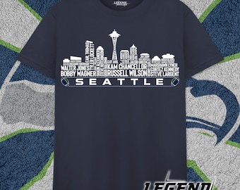 Seattle Football Greatest Of All Time Team Legends, Seattle City Skyline shirt