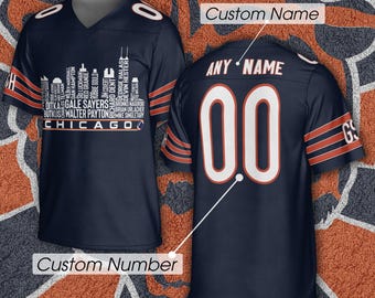 Maillot de football personnalisé de Chicago, légende de l'équipe la plus grande de tous les temps, maillot de la ville de Chicago, numéro de nom brodé personnalisé