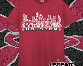 Houston Basketball Greatest Of All Time Team Legends, Houston City Skyline Shirt
