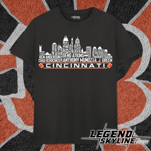 Cincinnati Football Greatest Of All Time Team Legends, Cincinnati City Skyline Shirt