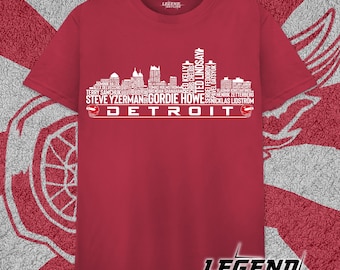 Detroit Hockey Greatest Of All Time Team Legends , Detroit City Skyline shirt