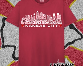 La squadra più grande di tutti i tempi del Kansas City Football, maglietta Kansas City Skyline