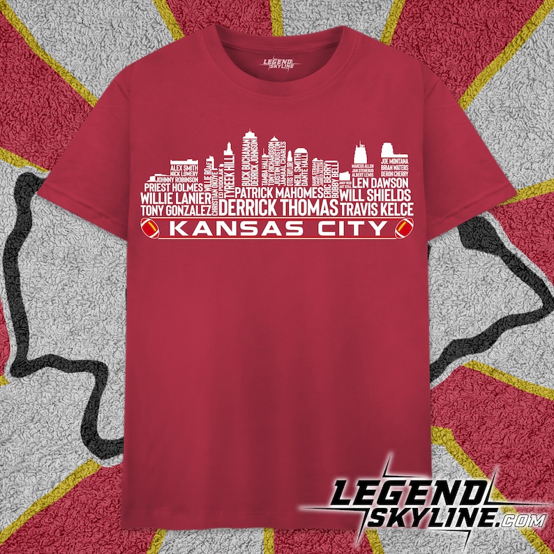 Kansas City Football Team All Time Legends, Kansas City Skyline shirt image 1