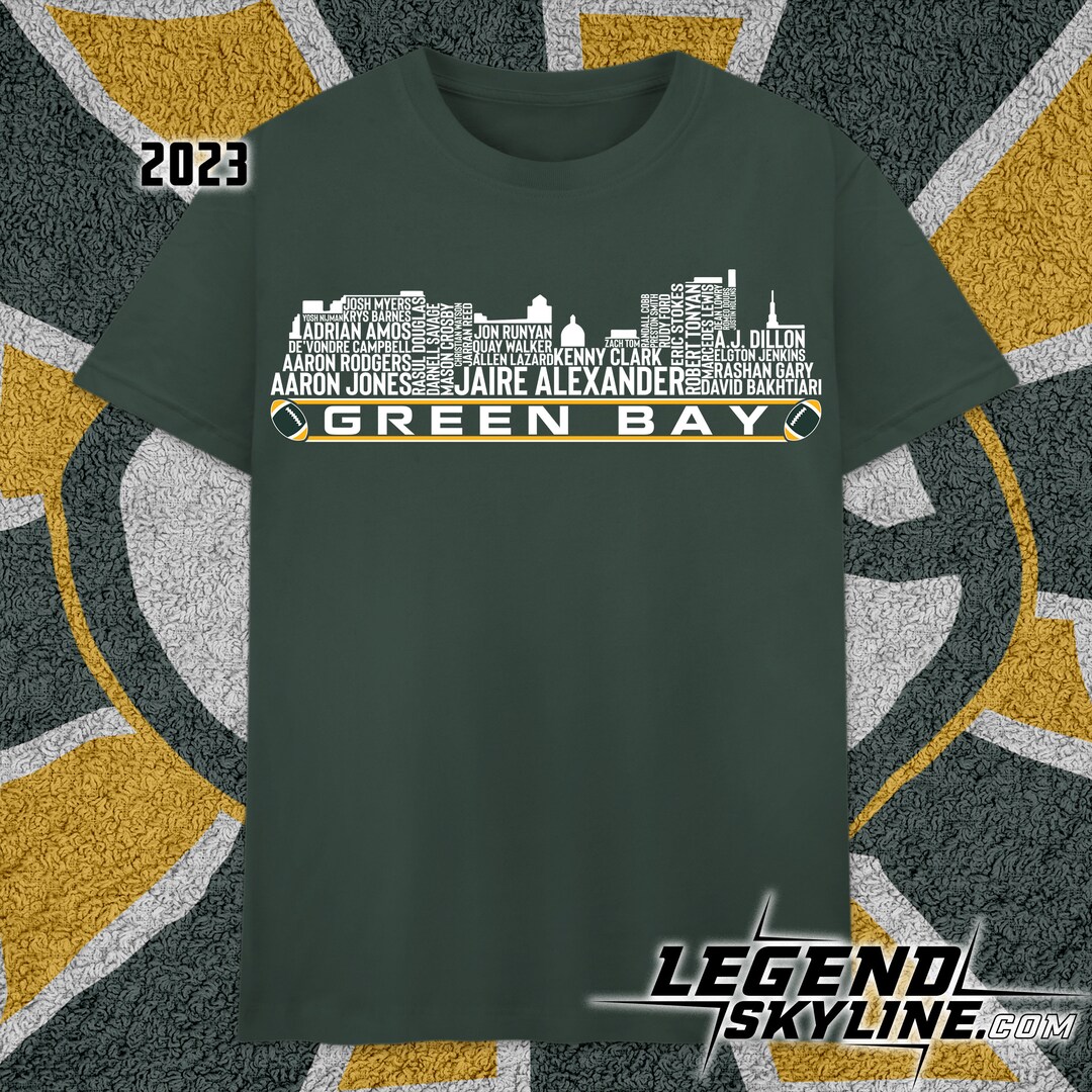 Green Bay Football Team 23 Player Roster, Green Bay Skyline Shirt - Etsy