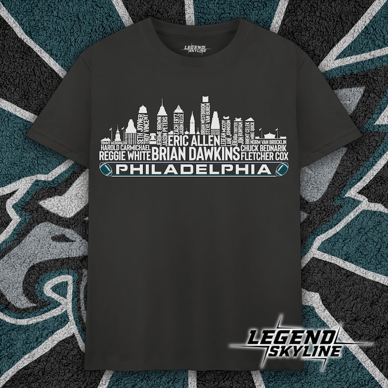 Philadelphia Football Team All Time Legends, Philadelphia City Skyline shirt image 1