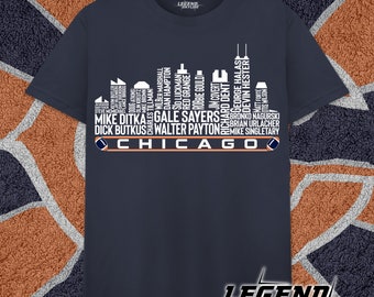 Chicago Football Greatest Of All Time Legends, Chicago City Skyline Shirt