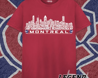 Montreal Hockey Greatest Of All Time Team Legends , Montreal City Skyline Shirt