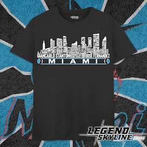 Miami Baseball Greatest Of All Time Team Legends, Miami City Skyline Shirt