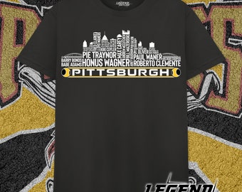 Meilleure équipe de baseball de Pittsburgh de tous les temps légendes, maillot Pittsburgh City Skyline