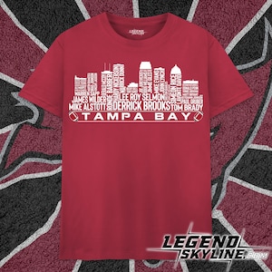 Tampa Bay Football Greatest Of All Time Team Legends, Tampa Bay Skyline Shirt