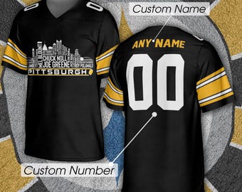 Pittsburgh Custom Football Jersey Greatest Of All Time Team Legends, Pittsburgh City Skyline Shirt, Personalized Embroidery Name Number