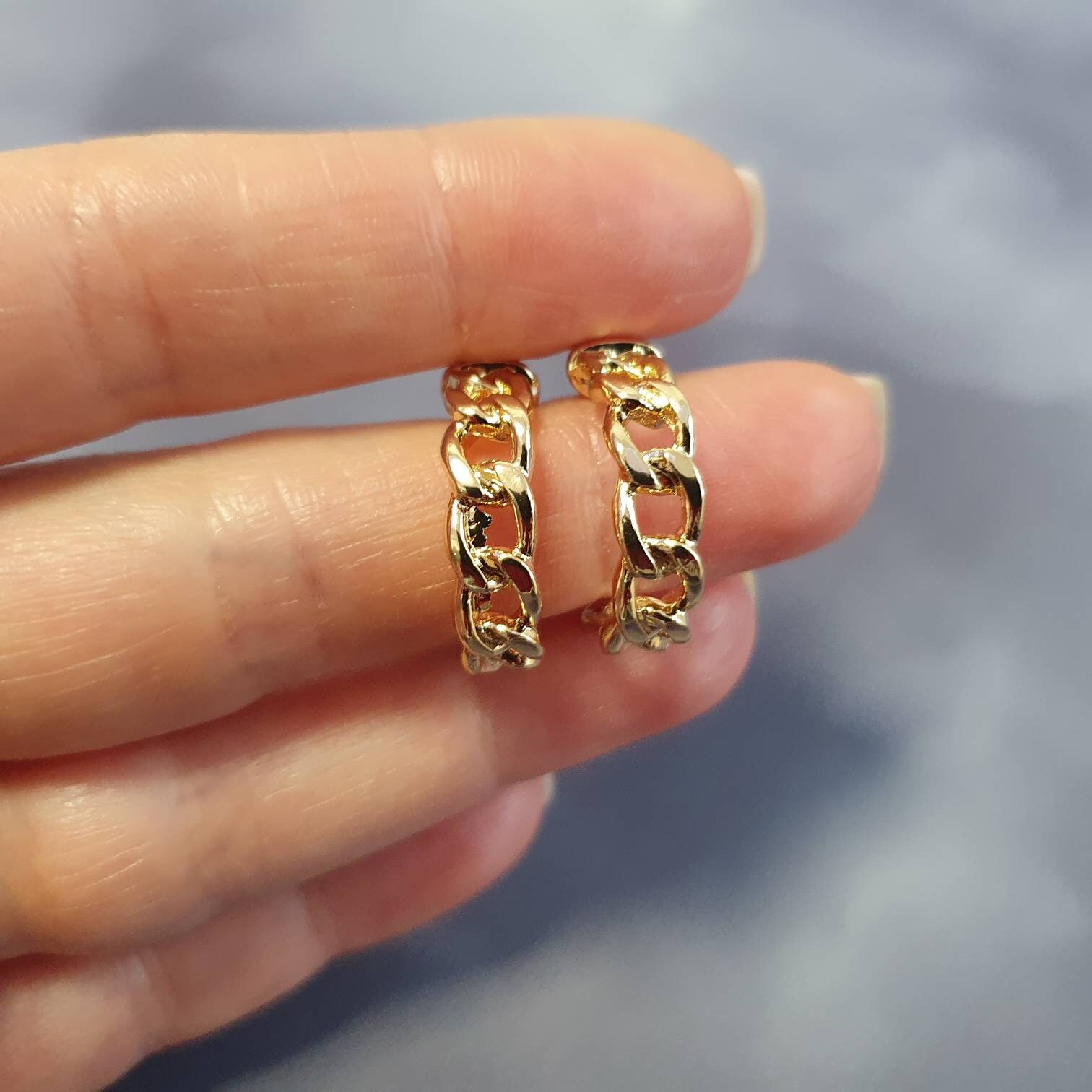 Chunky Chain Hoop Earrings Etsy