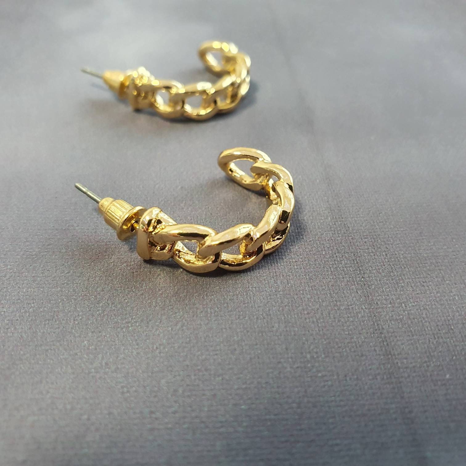 Chunky Chain Hoop Earrings Etsy