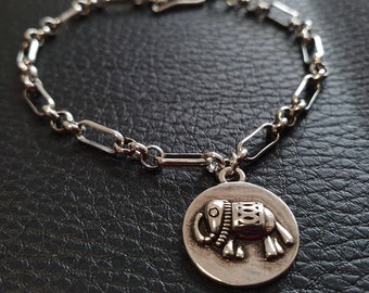 Elephant Bracelet, Lucky Elephant Bracelet, Lucky Elephant Wish Bracelet, Sterling Silver Elephant Bracelet