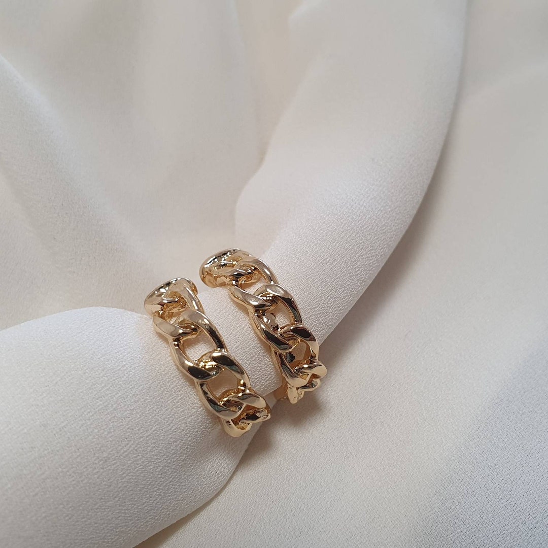 Chunky Chain Hoop Earrings Etsy